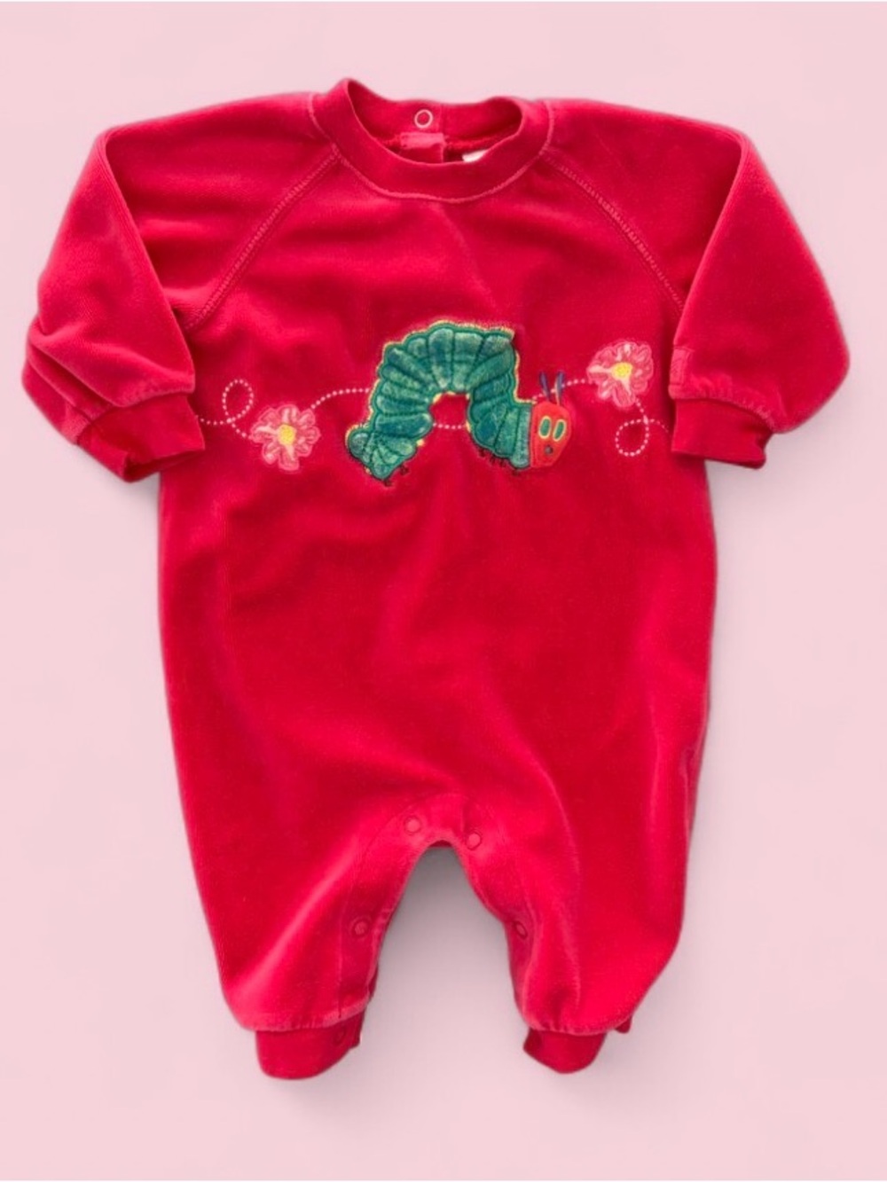 Vintage Y2K Carter’s Very Hungry Caterpillar Velour Romper 3-6M Eric Carle 2003